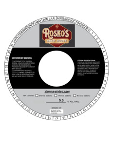 Rosko's Brew House Vienna-style Lager March 2023