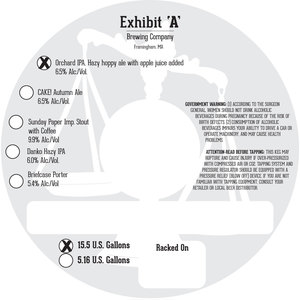 Exhibit 'a' Brewing Company Orchard IPA April 2023