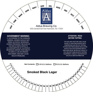 Aldus Brewing Co. Smoked Black Lager April 2023