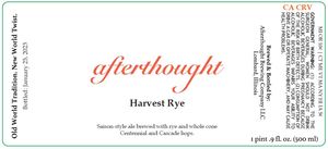 Afterthought Brewing Company Harvest Rye April 2023