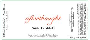 Afterthought Brewing Company SaisÖn Handshake
