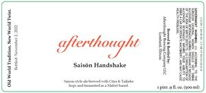 Afterthought Brewing Company SaisÖn Handshake April 2023