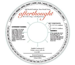 Afterthought Brewing Company Eighth Continent #5