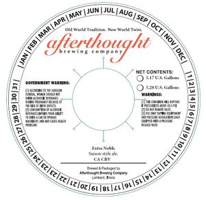 Afterthought Brewing Company Extra Noble April 2023