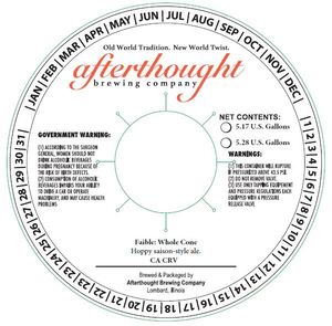 Afterthought Brewing Company Faible: Whole Cone April 2023