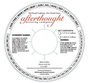 Afterthought Brewing Company Harvest Rye