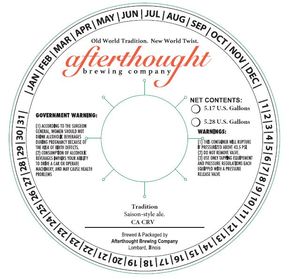 Afterthought Brewing Company Tradition April 2023