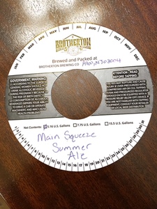 Main Squeeze Summer Ale April 2023