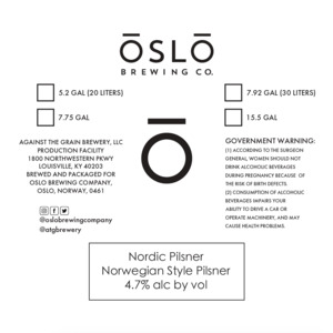 Oslo Brewing Co. Nordic Pilsner April 2023