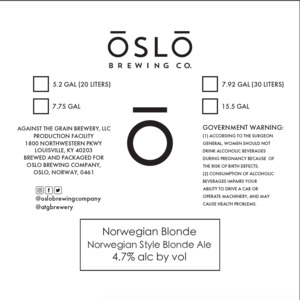 Oslo Brewing Co. Norwegian Blonde April 2023