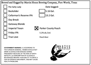 Martin House Brewing Company Parker County Peach