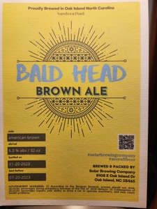 Solar Brewing Company Bald Head Brown Ale April 2023