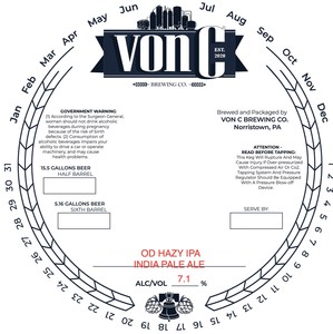 Vonc Brewing Co. Od Hazy IPA India Pale Ale April 2023