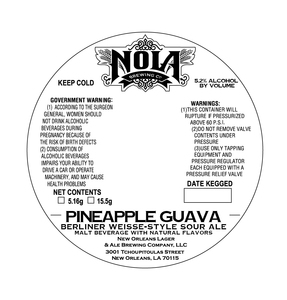 Nola Brewing Pineapple Guava Berliner Weisse-style Sour Ale April 2023