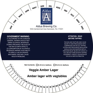 Aldus Brewing Co Veggie Amber Lager April 2023