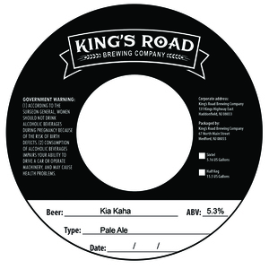 King's Road Brewing Company Kia Kaha Pale Ale April 2023