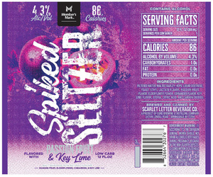Member's Mark Spiked Seltzer Passion Fruit & Key Lime - Passion Fruit, Elderflower, Coriander, & Key Lime