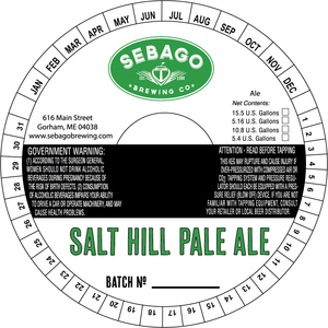 Sebago Brewing Co Salt Hill Pale Ale April 2023