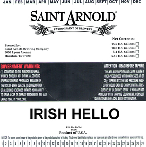 Saint Arnold Brewing Company Irish Hello