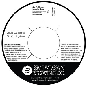 Empyrean Brewing Co Old Fashioned Imperial Stout April 2023