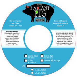 Radiant Pig Craft Beers Japanese Style Rice Lager