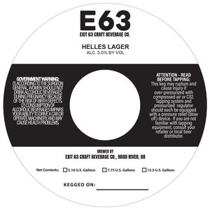 Exit 63 Craft Beverage Co E63 Helles