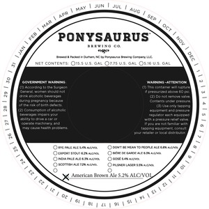 Ponysaurus Brewing American Brown Ale April 2023
