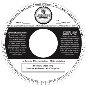 Lindgren Craft Brewery Inc Shermans Creek Tang