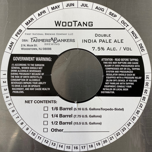 Farmers & Bankers Brewing Wootang Double India Pale Ale April 2023