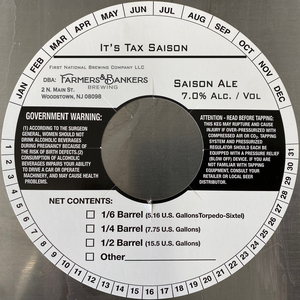 Farmers & Bankers Brewing It's Tax Saison, Saison Ale April 2023