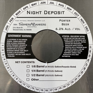 Farmers & Bankers Brewing Night Deposit, Porter Beer April 2023