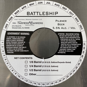 Farmers & Bankers Brewing Battleship Pilsner Beer