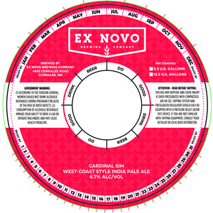 Ex Novo Brewing Company Cardinal Sim April 2023