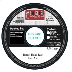 Barrel Head Rye Pale Ale April 2023