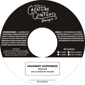 Creature Comforts Brewing Co. Imminent Happiness April 2023