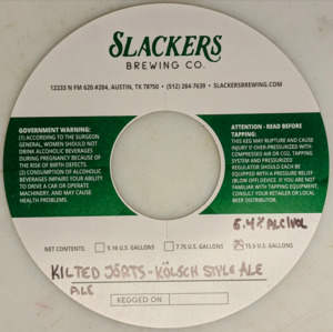 Slackers Brewing Co. Kilted JÖrts Kolsch Style Ale