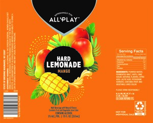 State Of Brewing All Play Hard Lemonade Mango May 2023