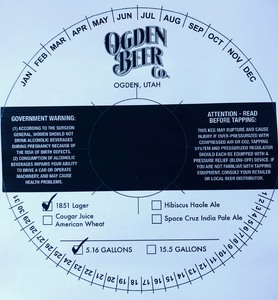 Ogden Beer Company 1851 Lager