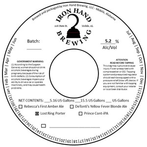 Iron Hand Brewing, LLC Lost Ring Porter