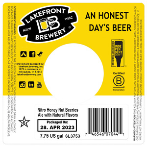 Lakefront Brewery Nitro Honey Nut Beerios May 2023