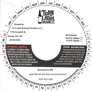 Torn Label Brewing Company Anousone's IPA