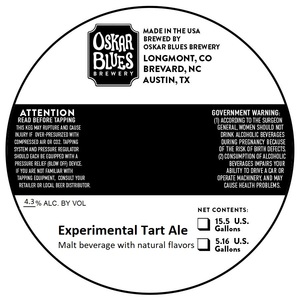 Oskar Blues Brewery Experimental Tart Ale