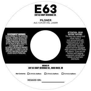 Exit 63 Craft Beverage Co E63 Pilsner