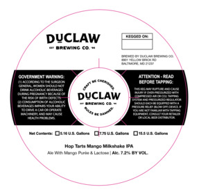 Duclaw Brewing Co. Hop Tarts Mango Milkshake IPA