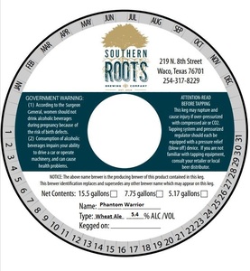 Southern Roots Brewing Co. Phantom Warrior May 2023