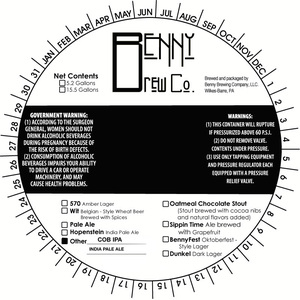 Benny Brew Co Cob IPA May 2023