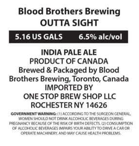 Blood Brothers Brewing Outta Sight India Pale Ale