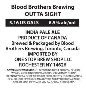 Blood Brothers Brewing Outta Sight India Pale Ale May 2023