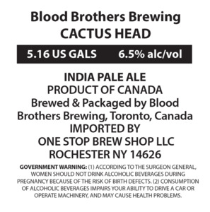 Blood Brothers Brewing Cactus Head India Pale Ale May 2023