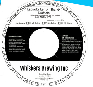 Whiskers Brewing Inc Labrador Lemon Shandy June 2023